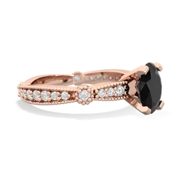 Onyx Sparkling Tiara 8X6 Oval 14K Rose Gold ring R26298VL