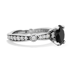 Onyx Sparkling Tiara 8X6 Oval 14K White Gold ring R26298VL