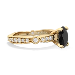 Onyx Sparkling Tiara 8X6 Oval 14K Yellow Gold ring R26298VL