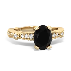 Onyx Sparkling Tiara 8X6 Oval 14K Yellow Gold ring R26298VL