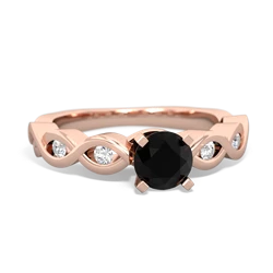 Onyx Infinity 5Mm Round Engagement 14K Rose Gold ring R26315RD