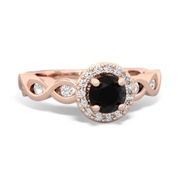 Onyx Infinity Halo Engagement 14K Rose Gold ring R26315RH