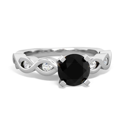 Onyx Infinity 6Mm Round Engagement 14K White Gold ring R26316RD