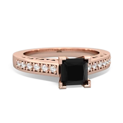 Onyx Art Deco Engagement 5Mm Square 14K Rose Gold ring R26355SQ