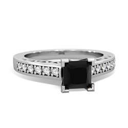 Onyx Art Deco Engagement 5Mm Square 14K White Gold ring R26355SQ