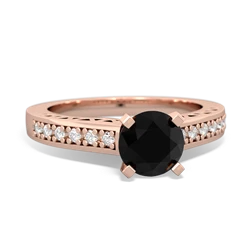 Onyx Art Deco Engagement 6Mm Round 14K Rose Gold ring R26356RD