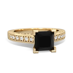 Onyx Art Deco Engagement 6Mm Princess 14K Yellow Gold ring R26356SQ