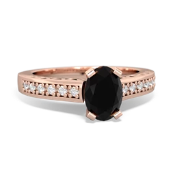 Onyx Art Deco Engagement 7X5mm Oval 14K Rose Gold ring R26357VL