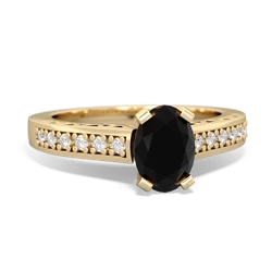 Onyx Art Deco Engagement 7X5mm Oval 14K Yellow Gold ring R26357VL