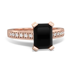 Onyx Art Deco Engagement 8X6mm Emerald-Cut 14K Rose Gold ring R26358EM