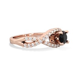 Onyx Diamond Twist 5Mm Round Engagment  14K Rose Gold ring R26405RD