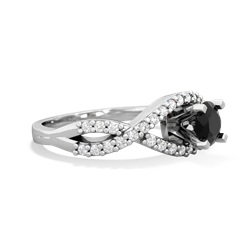 Onyx Diamond Twist 5Mm Round Engagment  14K White Gold ring R26405RD