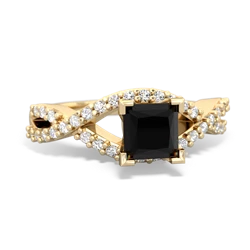 Onyx Diamond Twist 5Mm Square Engagment  14K Yellow Gold ring R26405SQ