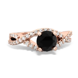 Onyx Diamond Twist 6Mm Round Engagment  14K Rose Gold ring R26406RD