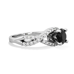 Onyx Diamond Twist 6Mm Round Engagment  14K White Gold ring R26406RD