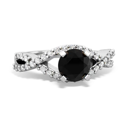 Onyx Diamond Twist 6Mm Round Engagment  14K White Gold ring R26406RD