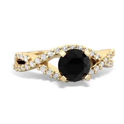 Onyx Diamond Twist 6Mm Round Engagment  14K Yellow Gold ring R26406RD