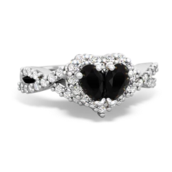 Onyx Diamond Twist 'One Heart' 14K White Gold ring R2640HRT