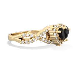 Onyx Diamond Twist 'One Heart' 14K Yellow Gold ring R2640HRT