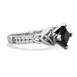 Onyx Celtic Knot 6Mm Princess Engagement 14K White Gold ring R26446SQ