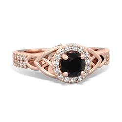 Onyx Celtic Knot Halo 14K Rose Gold ring R26445RH