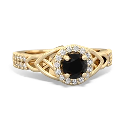 Onyx Celtic Knot Halo 14K Yellow Gold ring R26445RH