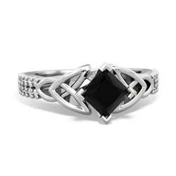 Onyx Celtic Knot 5Mm Square Engagement 14K White Gold ring R26445SQ