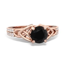 Onyx Celtic Knot 6Mm Round Engagement 14K Rose Gold ring R26446RD