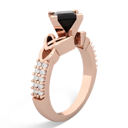 Onyx Celtic Knot 6Mm Princess Engagement 14K Rose Gold ring R26446SQ