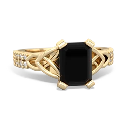 Onyx Celtic Knot 8X6 Emerald-Cut Engagement 14K Yellow Gold ring R26448EM