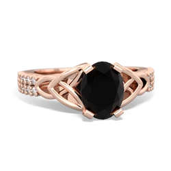 Onyx Celtic Knot 8X6 Oval Engagement 14K Rose Gold ring R26448VL