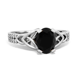 Onyx Celtic Knot 8X6 Oval Engagement 14K White Gold ring R26448VL