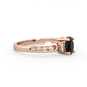 Onyx Filligree Scroll Oval 14K Rose Gold ring R0812