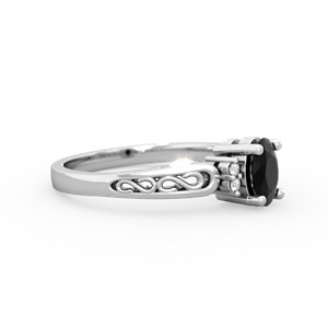 Onyx Filligree Scroll Oval 14K White Gold ring R0812
