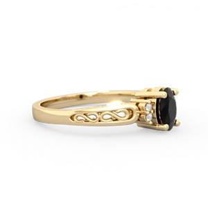 Onyx Filligree Scroll Oval 14K Yellow Gold ring R0812