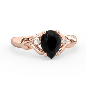 Onyx Precious Pear 14K Rose Gold ring R0826