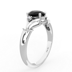 Onyx Precious Pear 14K White Gold ring R0826