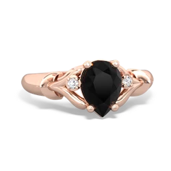 Onyx Precious Pear 14K Rose Gold ring R0826
