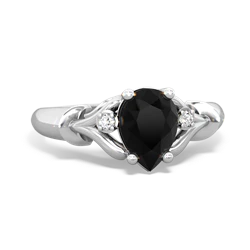 Onyx Precious Pear 14K White Gold ring R0826