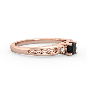 Onyx Filligree Scroll Round 14K Rose Gold ring R0829