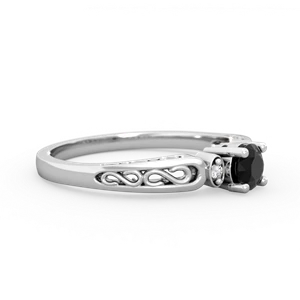 Onyx Filligree Scroll Round 14K White Gold ring R0829