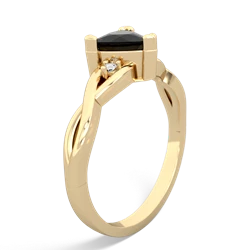 Onyx Trillion Twist 14K Yellow Gold ring R2104