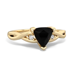 Onyx Trillion Twist 14K Yellow Gold ring R2104