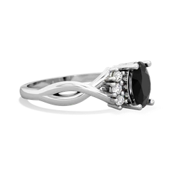 Onyx Victorian Twist 14K White Gold ring R2497