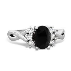 Onyx Victorian Twist 14K White Gold ring R2497