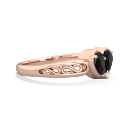 Onyx Filligree 'One Heart' 14K Rose Gold ring R5070