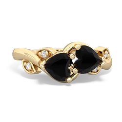 Onyx Floral Elegance 14K Yellow Gold ring R5790