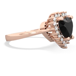 Onyx Sparkling Halo Heart 14K Rose Gold ring R0391