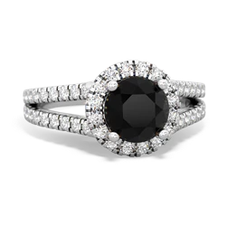 Onyx Pave Halo 14K White Gold ring R5490