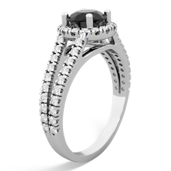 Onyx Pave Halo 14K White Gold ring R5490